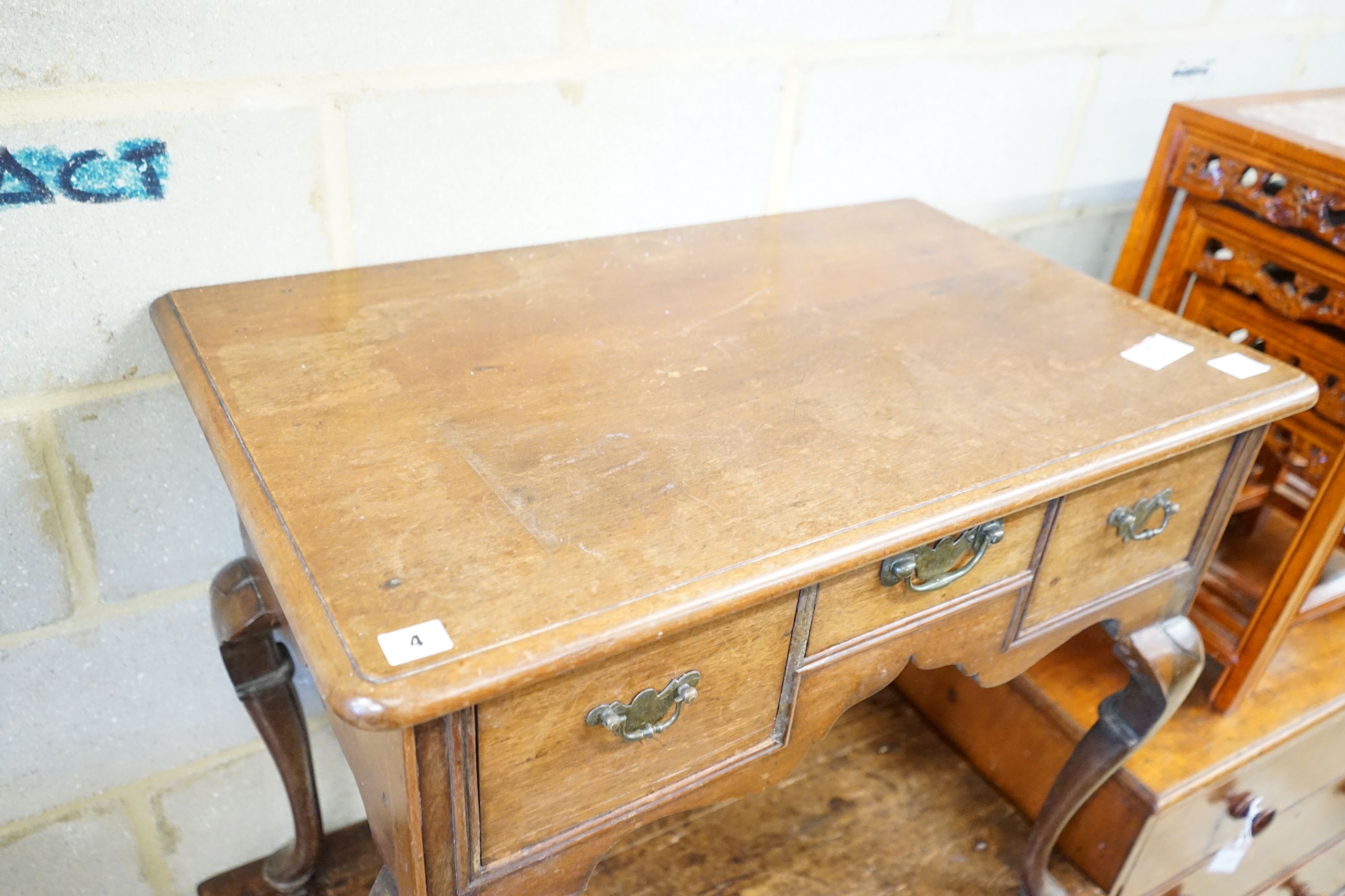 A George III walnut lowboy, width 80cm, depth 51cm, height 70cm